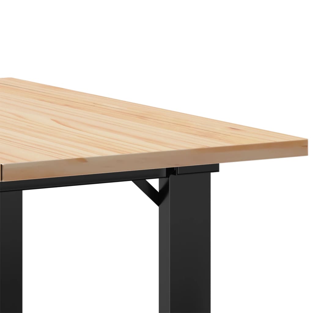 Mesa de centro estrutura em O 60x60x40 cm pinho e aço