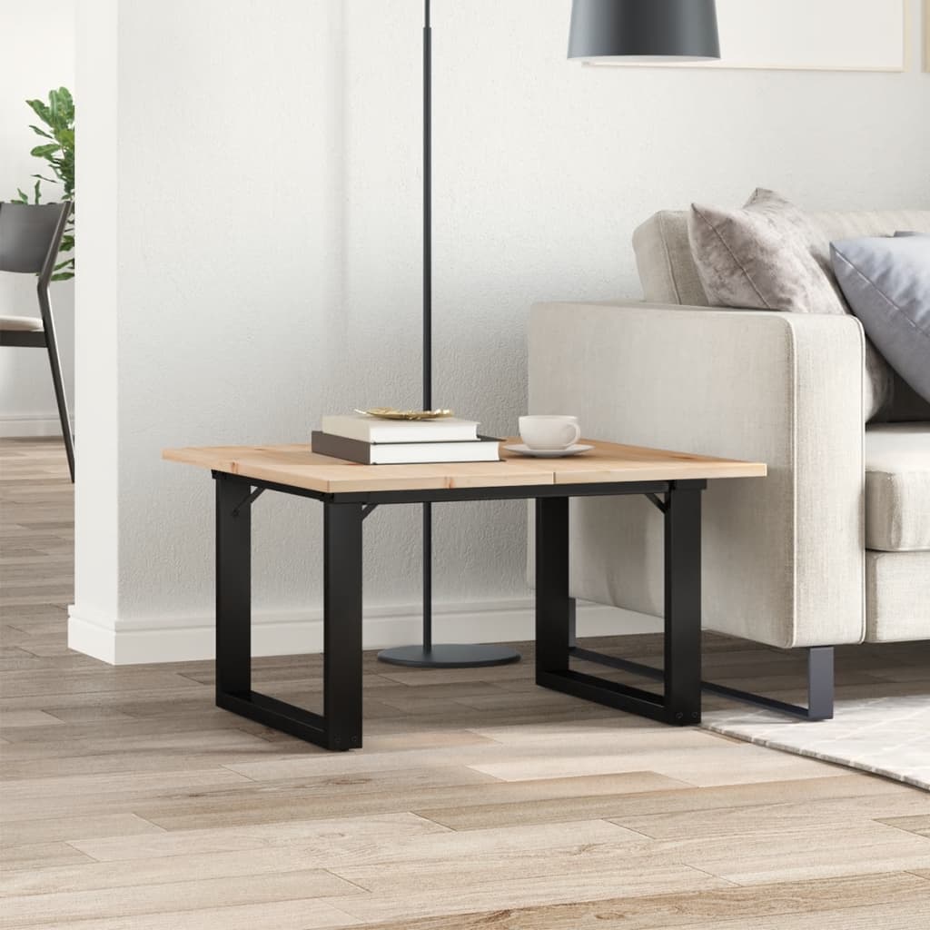 Mesa de centro estrutura em O 70x70x40 cm pinho e aço