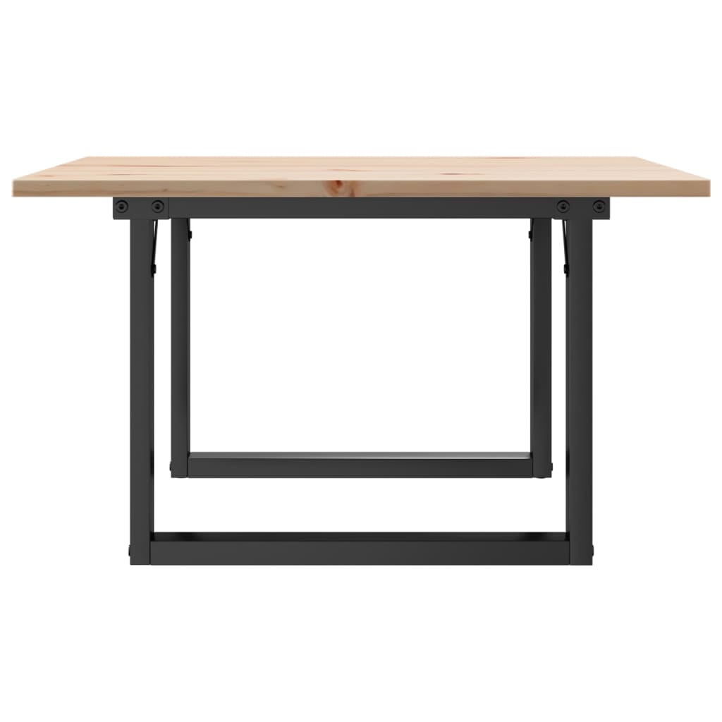 Mesa de centro estrutura em O 70x70x40 cm pinho e aço