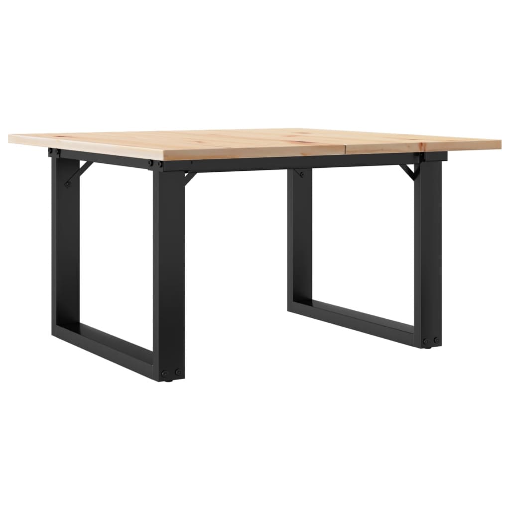 Mesa de centro estrutura em O 70x70x40 cm pinho e aço