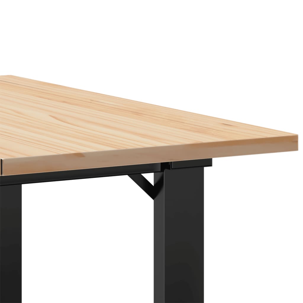Mesa de centro estrutura em O 70x70x40 cm pinho e aço