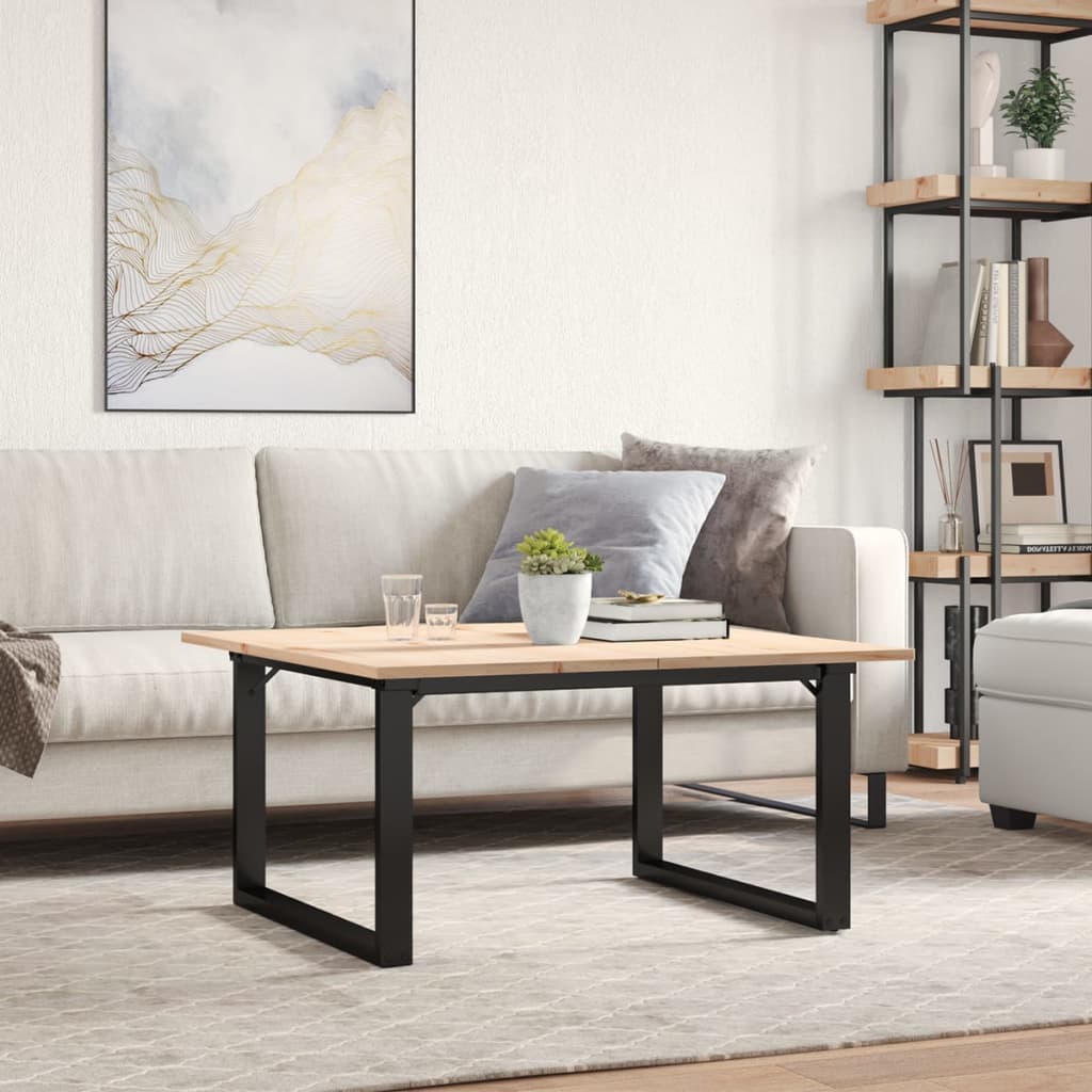 Mesa de centro estrutura em O 80x80x45 cm pinho e aço