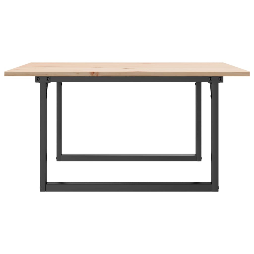 Mesa de centro estrutura em O 80x80x45 cm pinho e aço