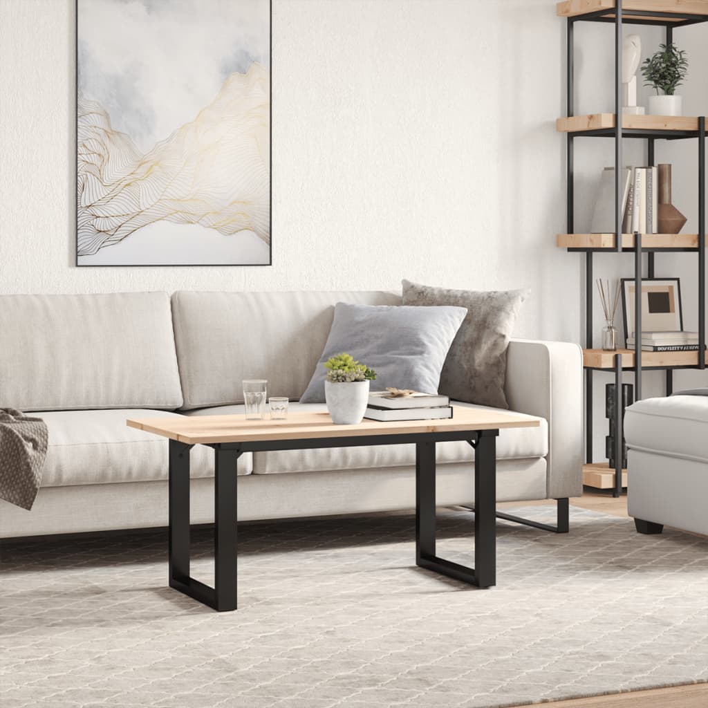 Mesa de centro estrutura em O 90x40x45 cm pinho e aço