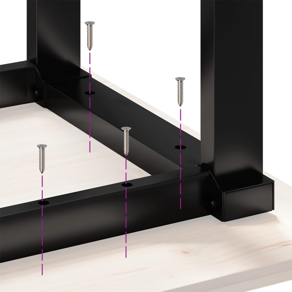 Mesa de centro estrutura em O 90x40x45 cm pinho e aço