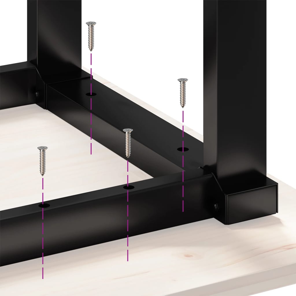 Mesa de centro estrutura em O 160x40x45cm pinho e aço