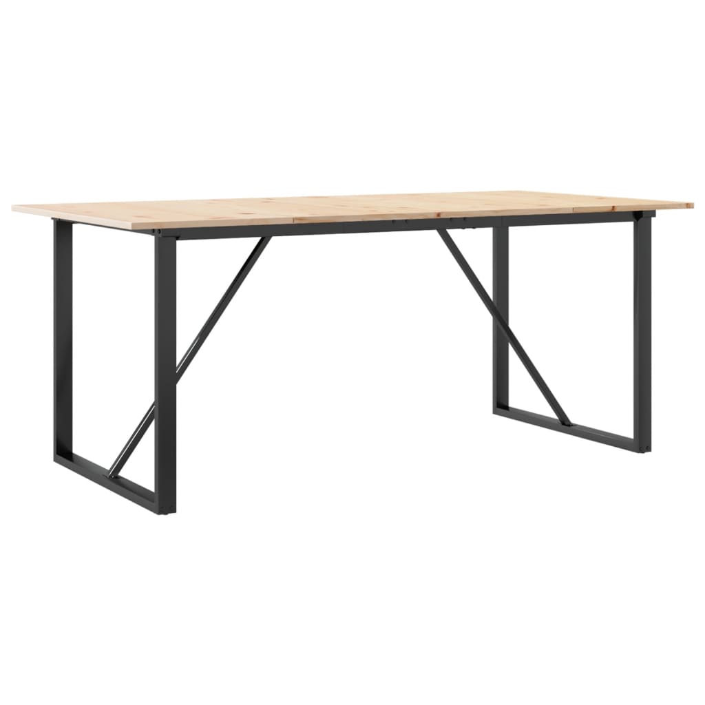 Mesa de jantar estrutura em O 180x90x75cm pinho e aço
