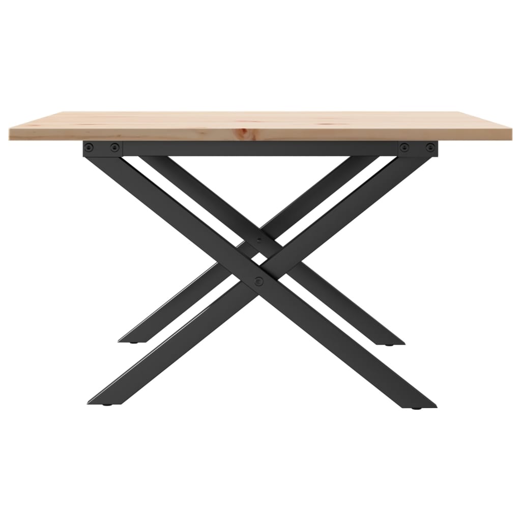 Mesa de centro estrutura em X 60x60x40 cm pinho e aço