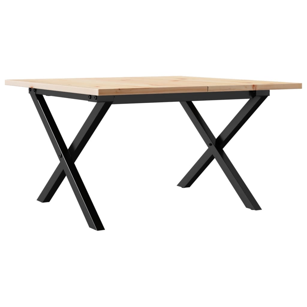 Mesa de centro estrutura em X 60x60x40 cm pinho e aço