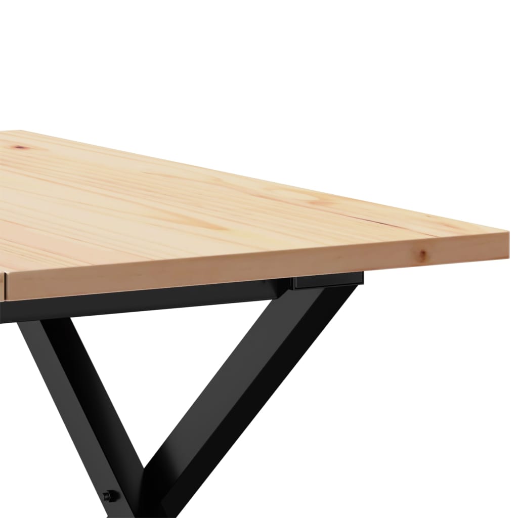 Mesa de centro estrutura em X 60x60x40 cm pinho e aço