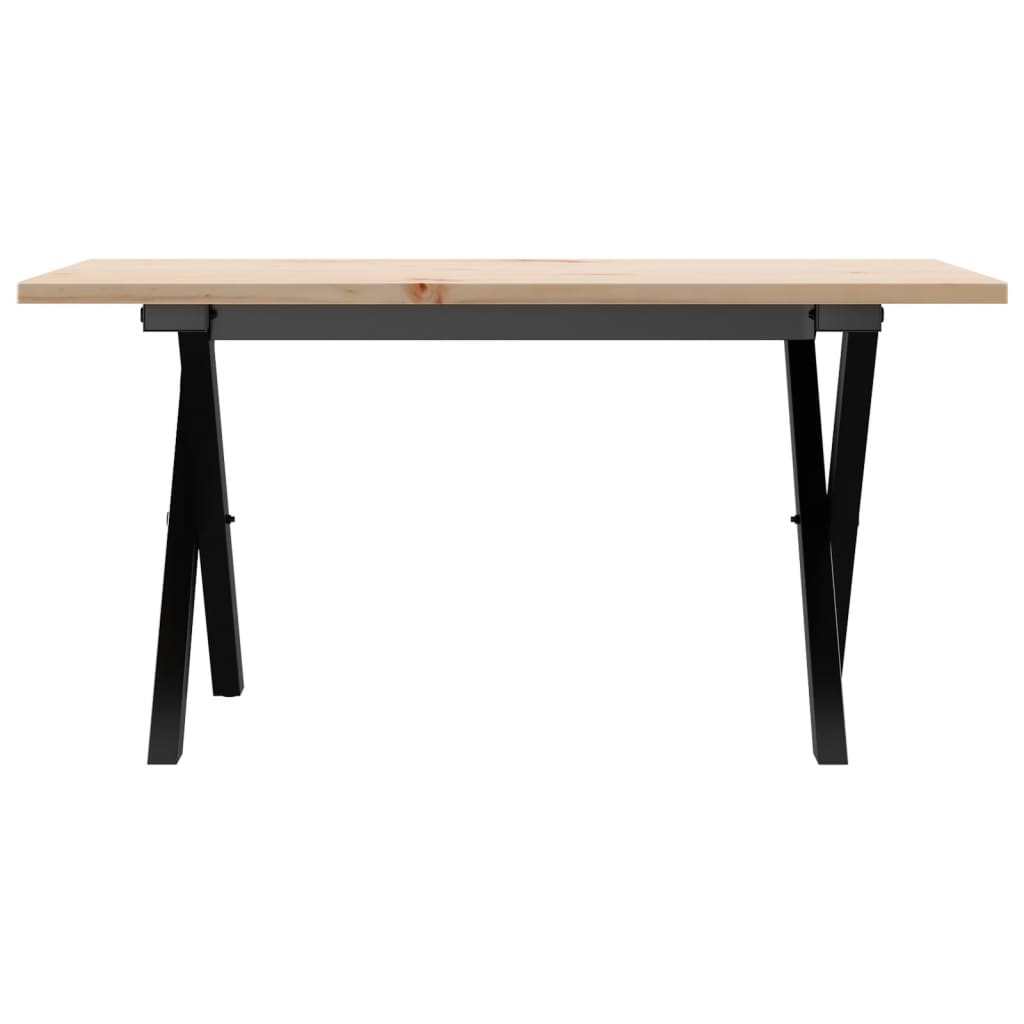 Mesa de centro estrutura em X 80x50x40 cm pinho e aço