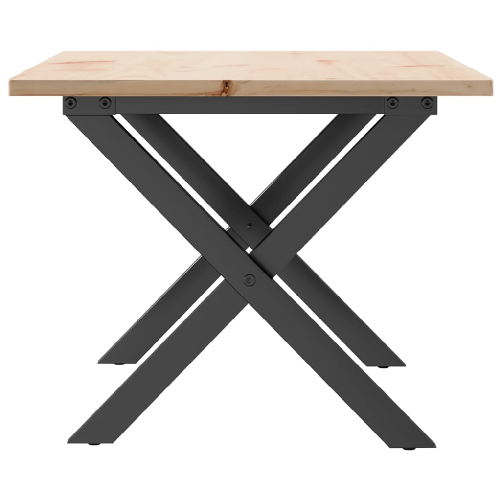 Mesa de centro estrutura em X 80x50x40 cm pinho e aço
