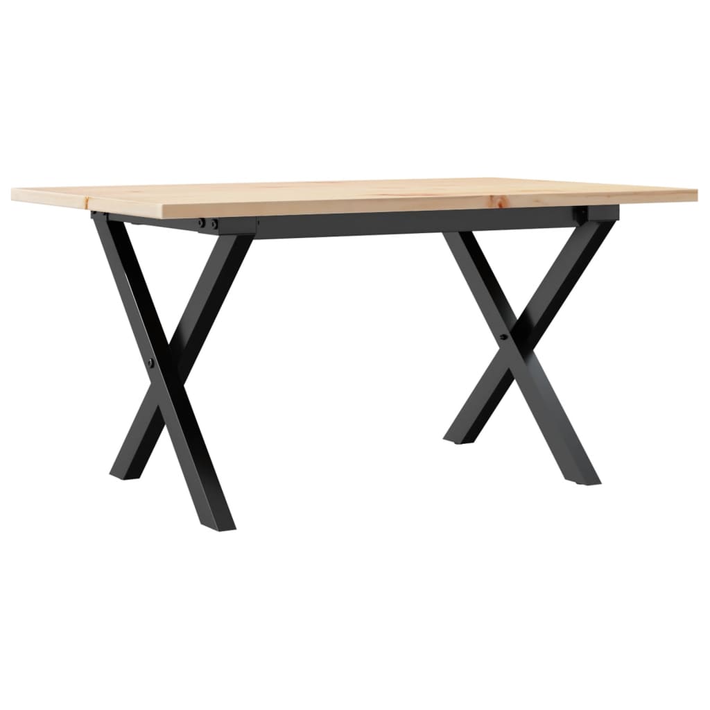Mesa de centro estrutura em X 80x50x40 cm pinho e aço