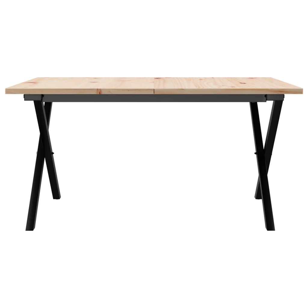 Mesa de centro estrutura em X 80x80x45 cm pinho e aço
