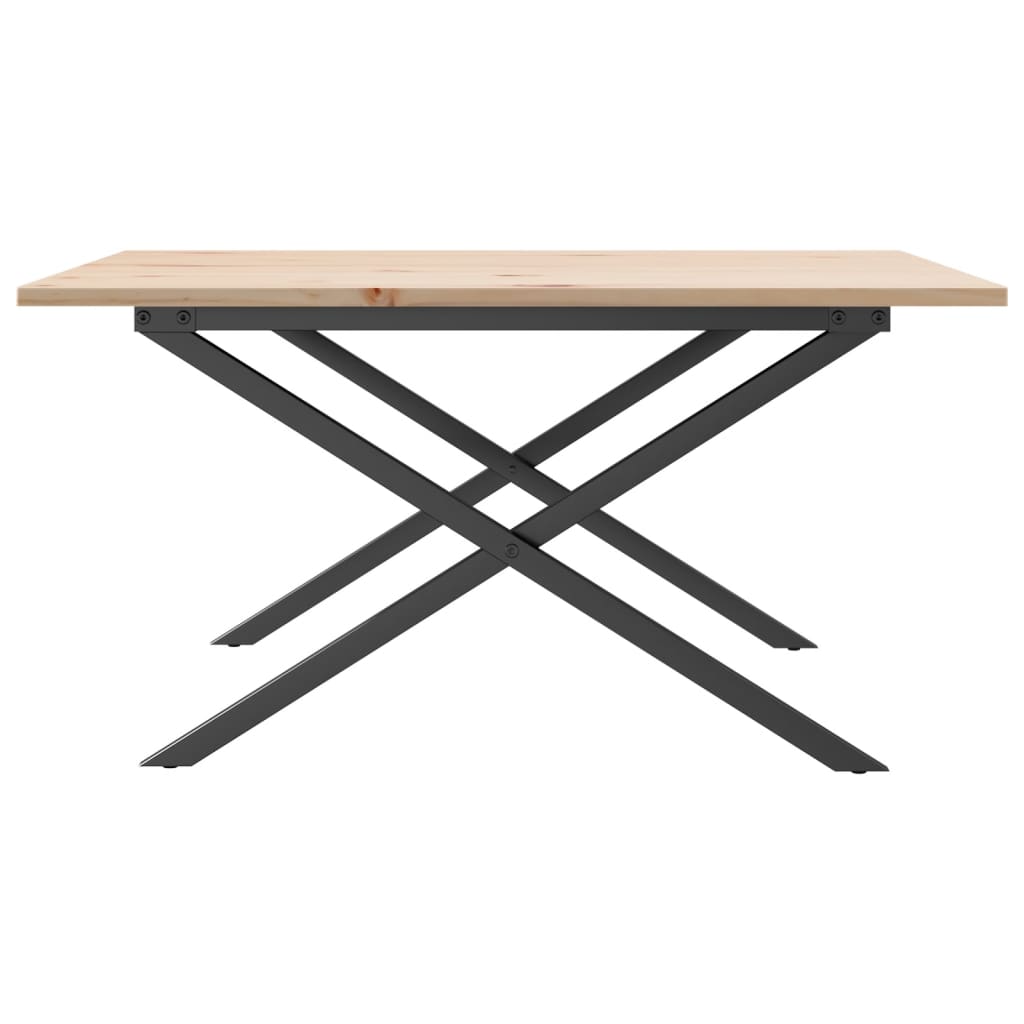 Mesa de centro estrutura em X 80x80x45 cm pinho e aço