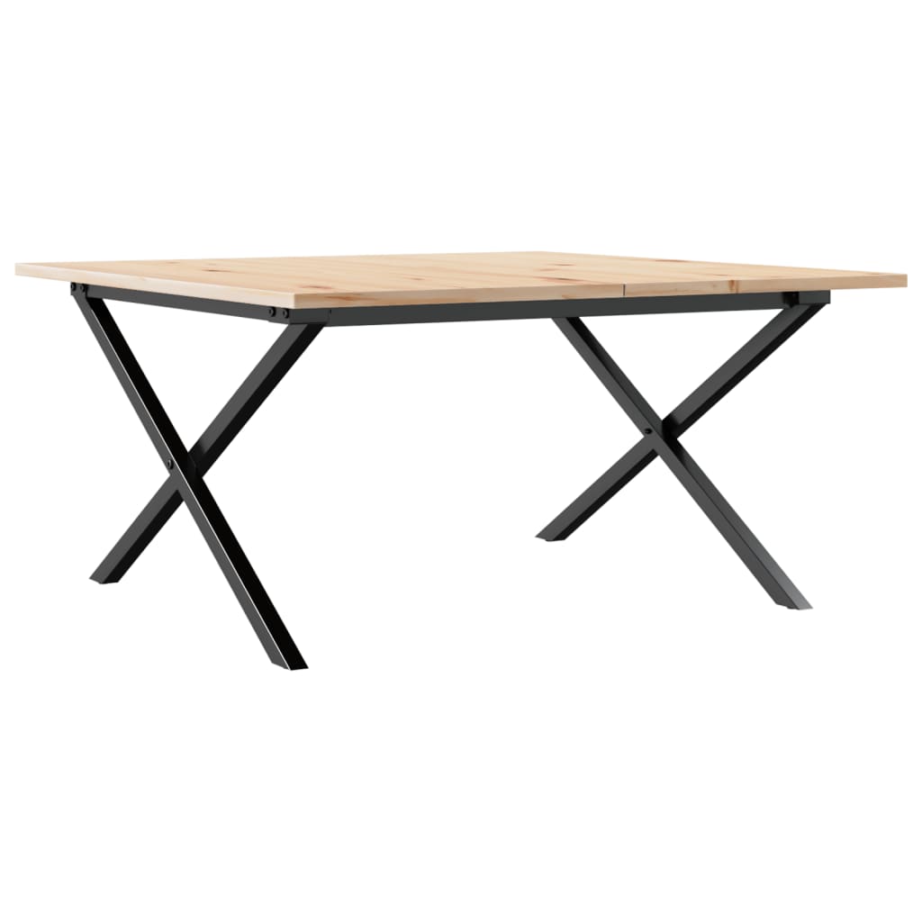 Mesa de centro estrutura em X 80x80x45 cm pinho e aço
