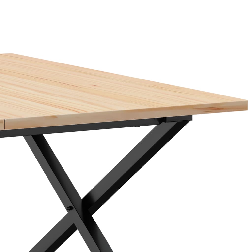 Mesa de centro estrutura em X 80x80x45 cm pinho e aço