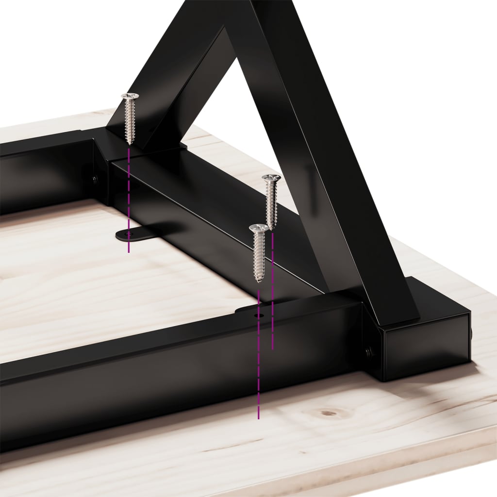 Mesa de centro estrutura em X 80x80x45 cm pinho e aço