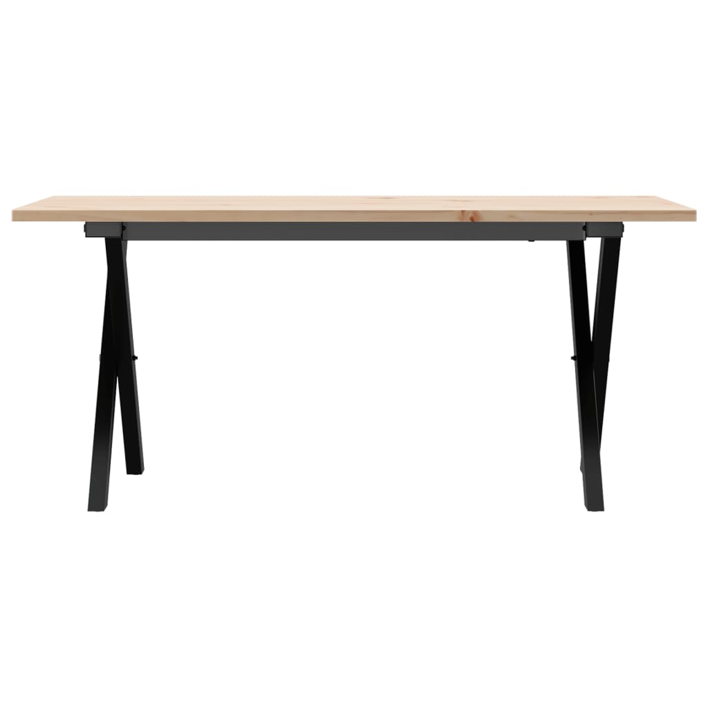 Mesa de centro estrutura em X 90x40x45 cm pinho e aço