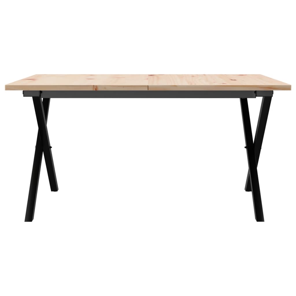Mesa de centro estrutura em X 90x90x45 cm pinho e aço