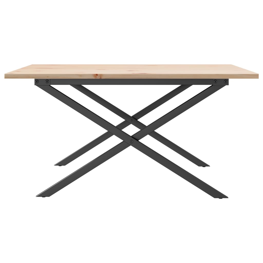 Mesa de centro estrutura em X 90x90x45 cm pinho e aço