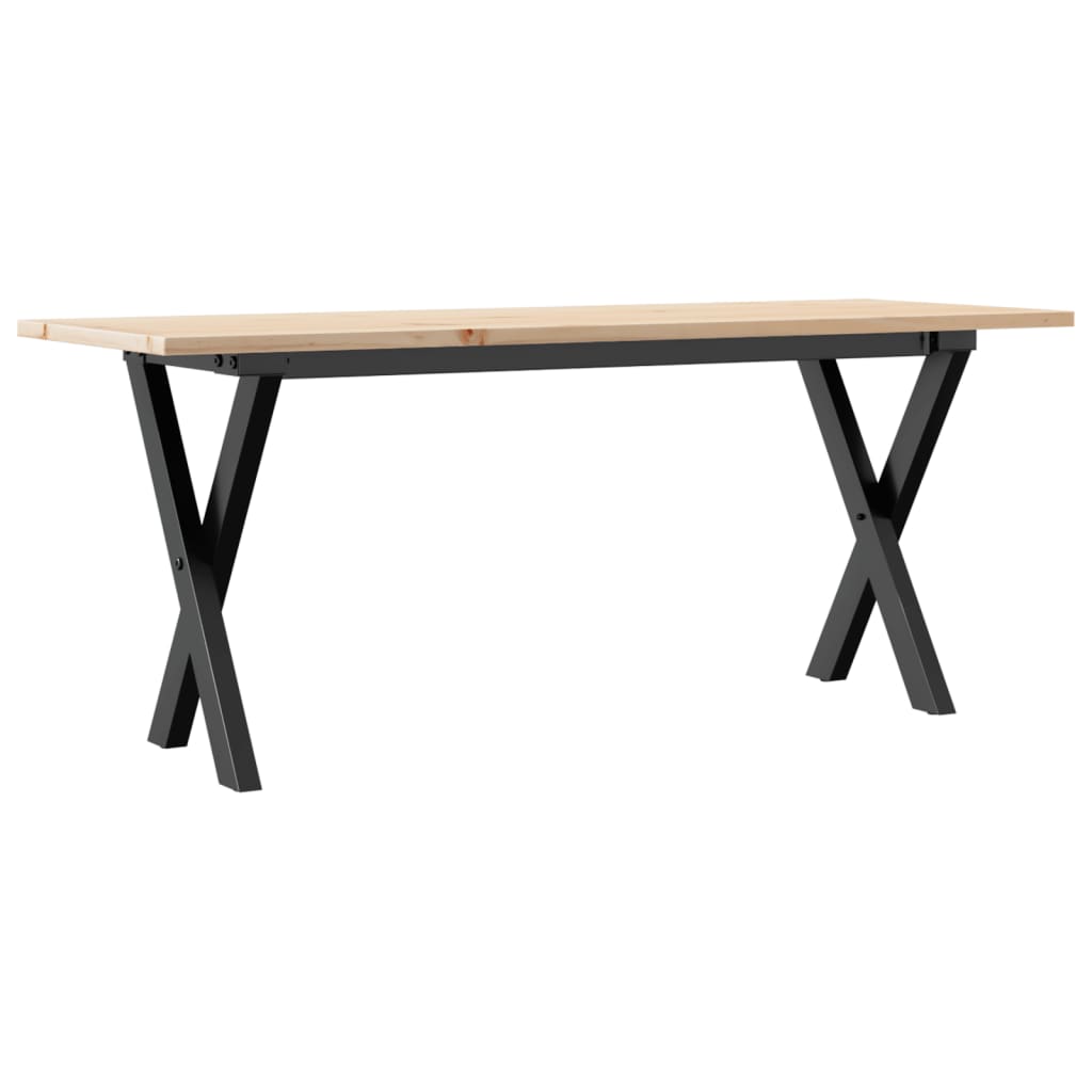 Mesa de centro estrutura em X 110x40x45cm pinho e aço