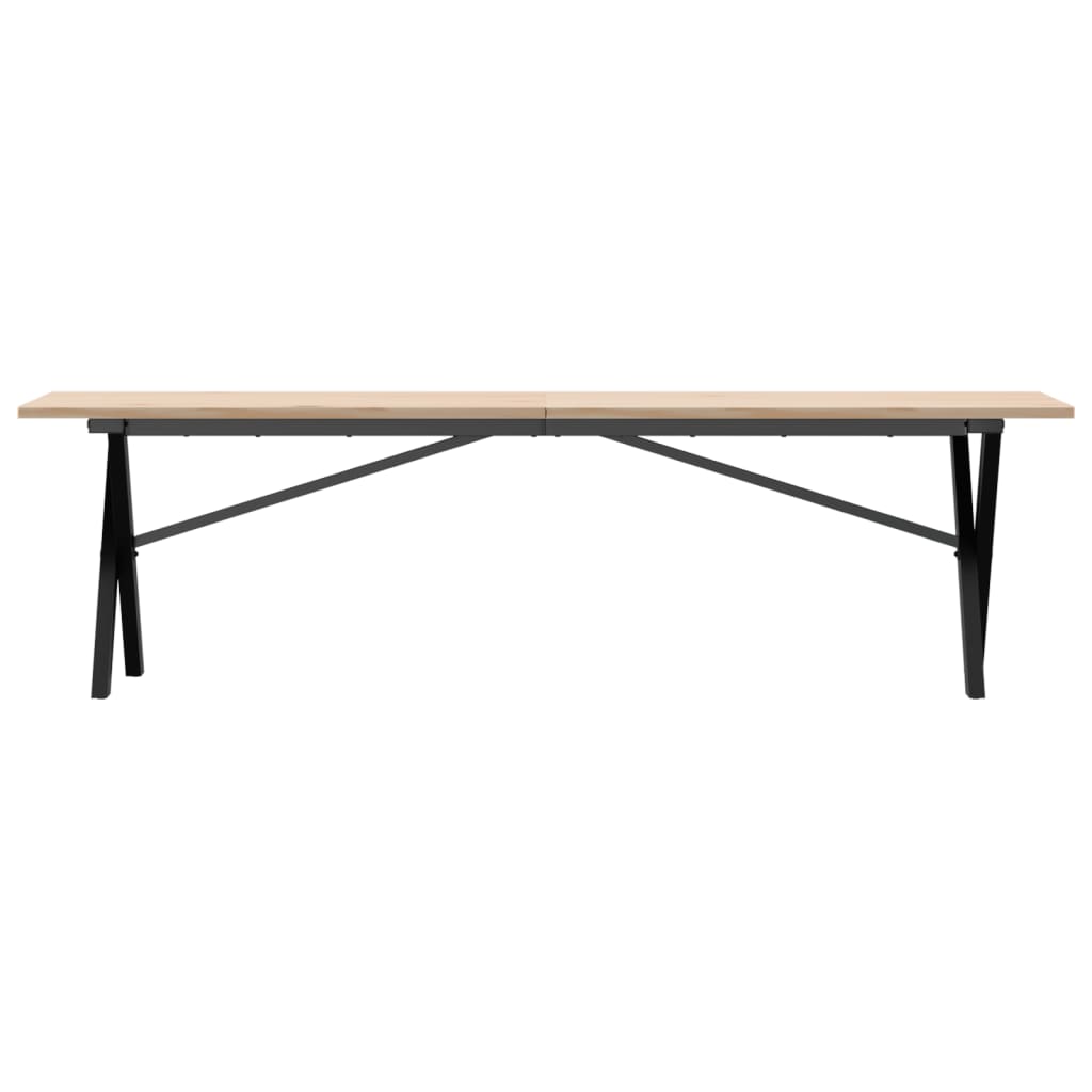 Mesa de centro estrutura em X 160x40x45cm pinho e aço
