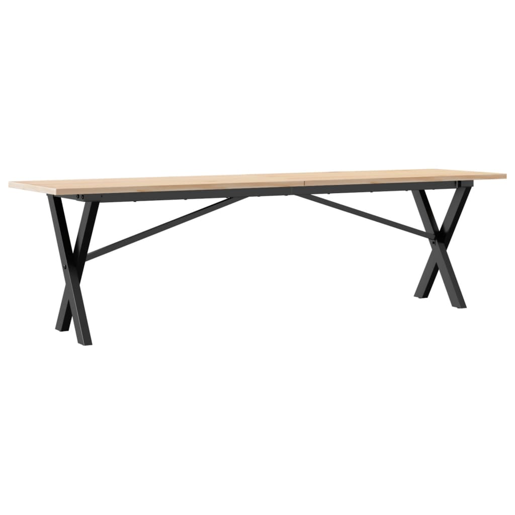 Mesa de centro estrutura em X 160x40x45cm pinho e aço