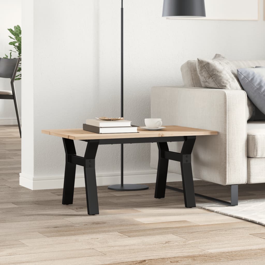 Mesa de centro estrutura em Y 80x50x40 cm pinho e aço