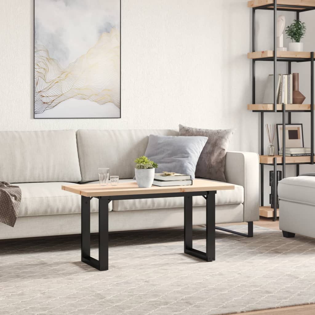 Mesa de centro estrutura em O 90x40x45,5 cm pinho/aço