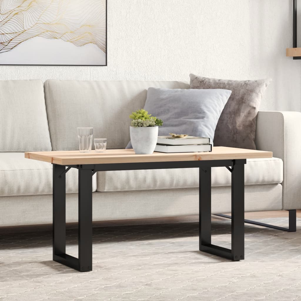 Mesa de centro estrutura em O 90x40x45,5 cm pinho/aço