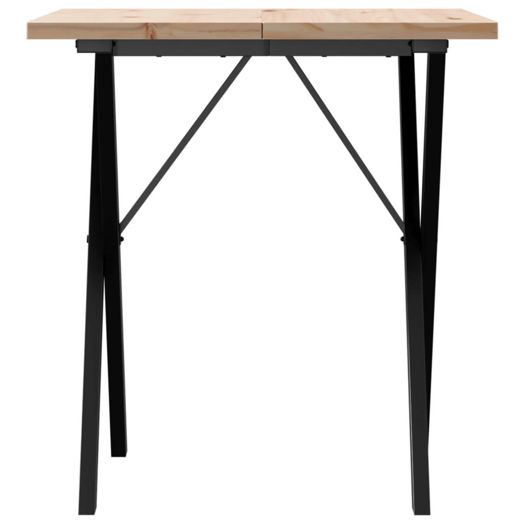 Mesa de jantar estrutura em X 70x70x75,5 cm pinho/aço