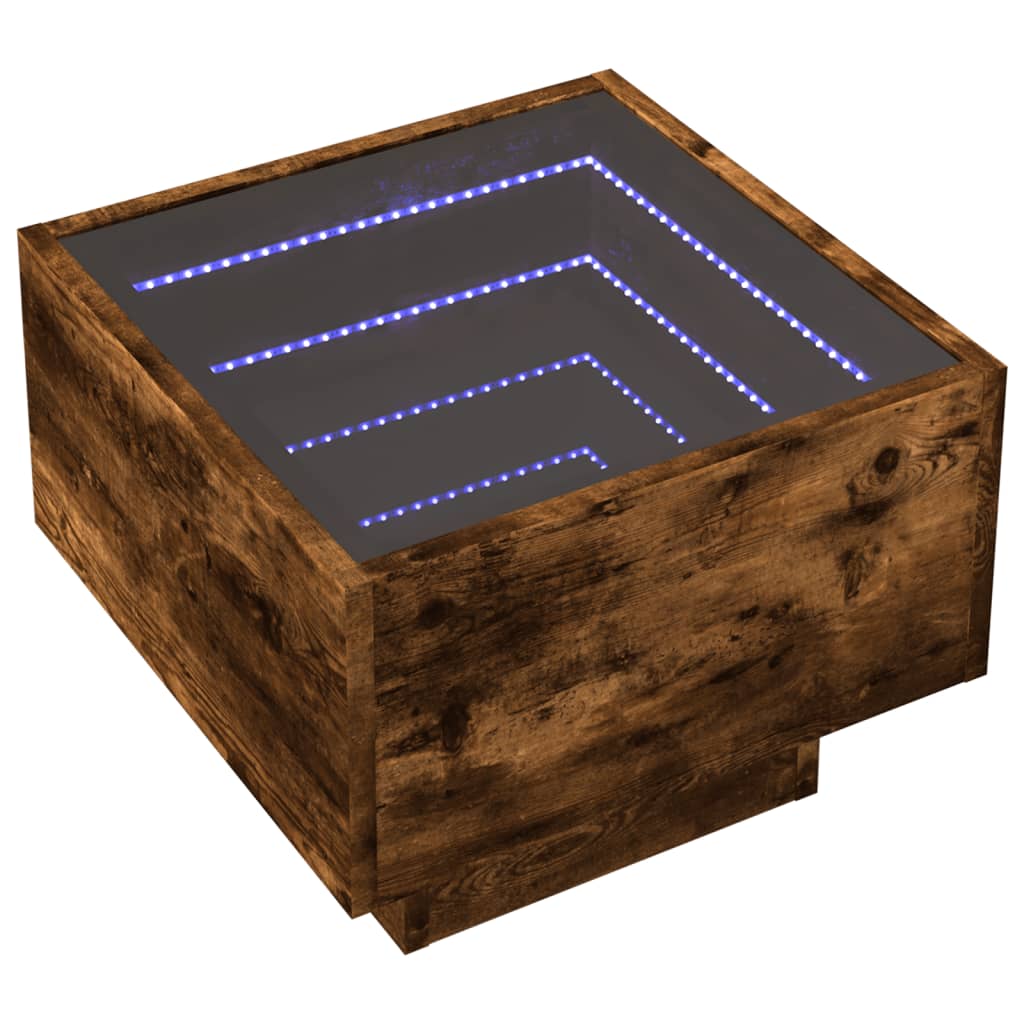 Mesa de cabeceira c/ LED Infinity 40x40x30 cm carvalho fumado