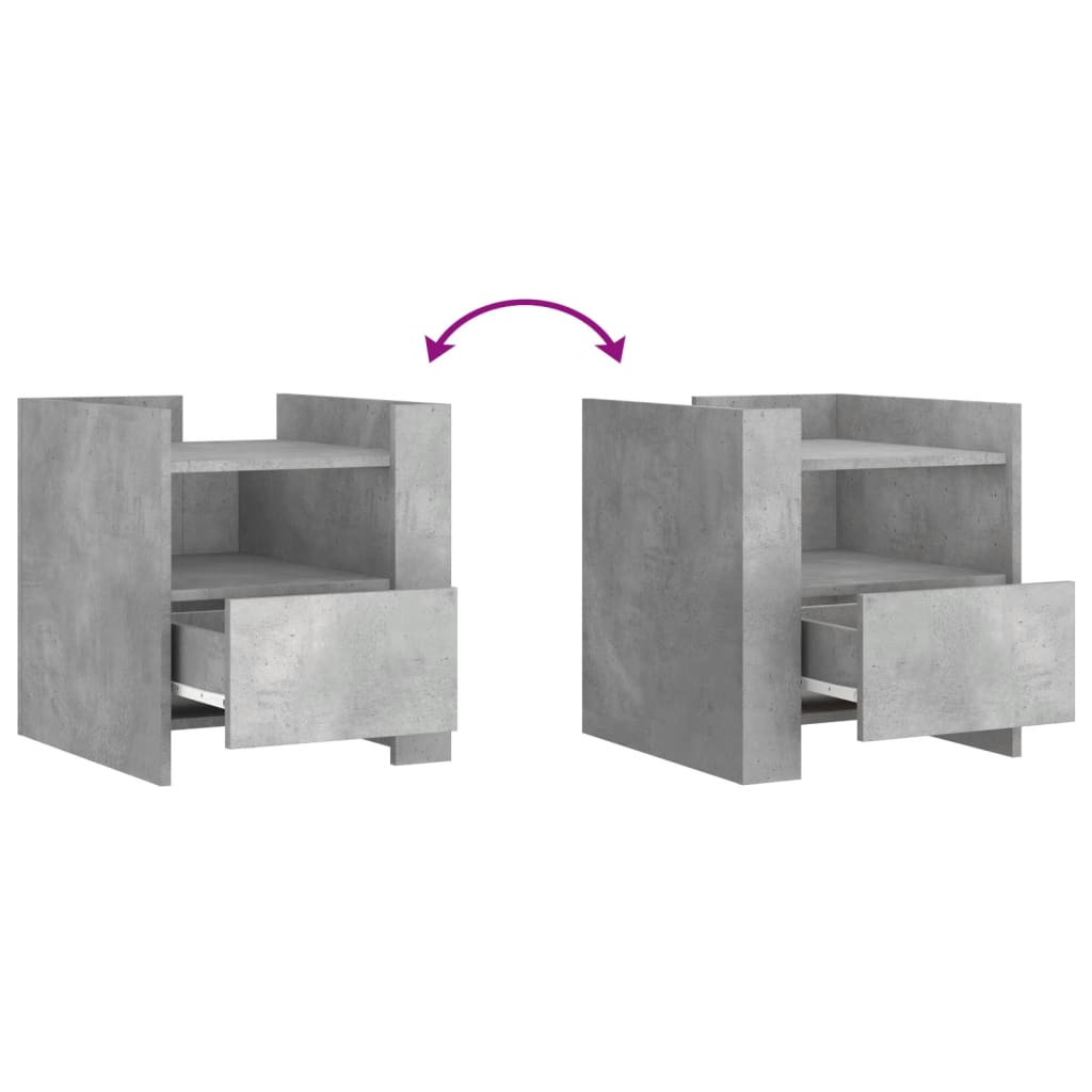 Mesa de cabeceira 45x50x50cm derivados madeira cinzento cimento