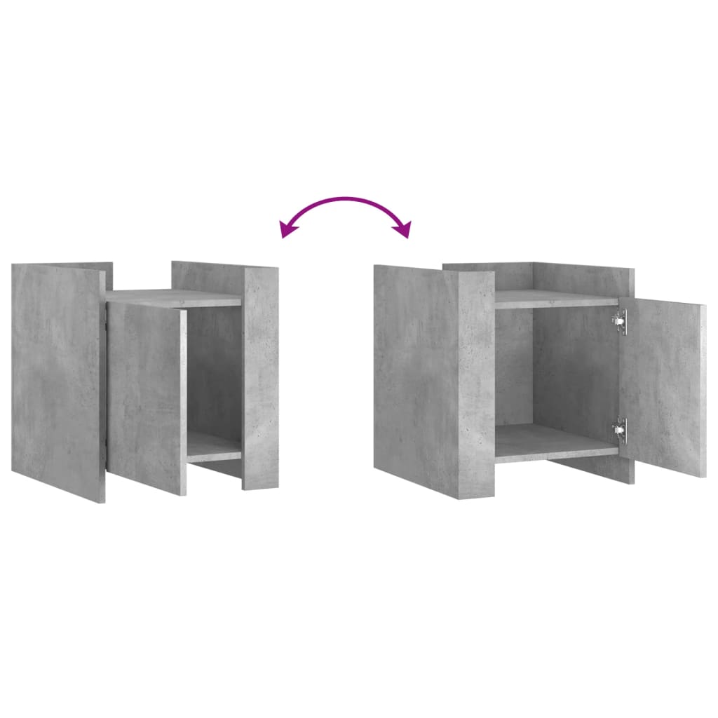 Mesa de cabeceira 45x50x50cm derivados madeira cinzento cimento