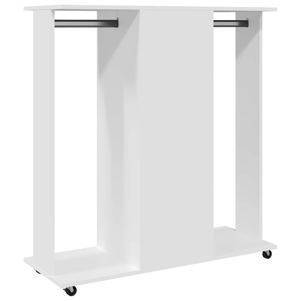 Roupeiro com rodas 102x38x110 cm derivados de madeira branco