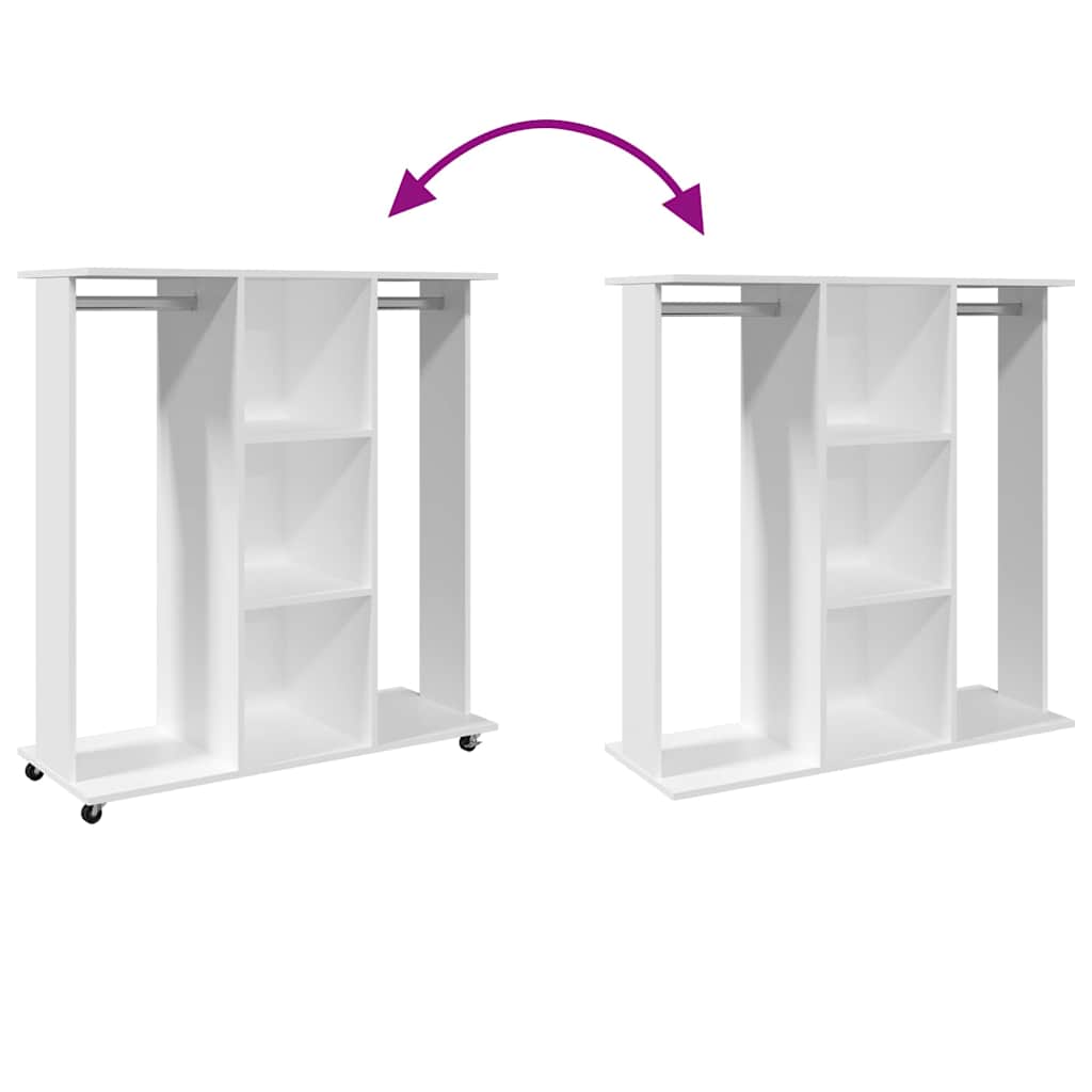 Roupeiro com rodas 102x38x110 cm derivados de madeira branco