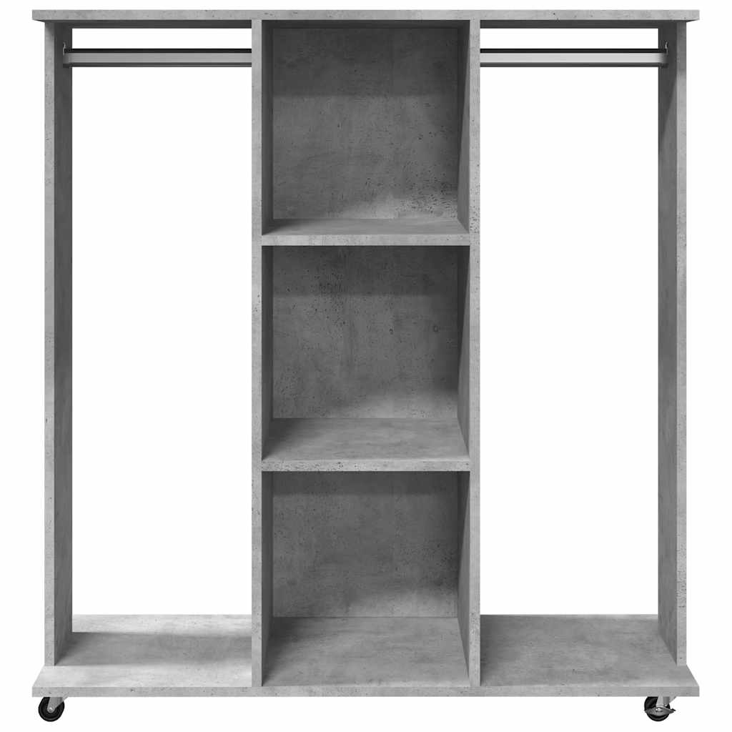 Roupeiro c/ rodas 102x38x110 cm deriv. madeira cinzento cimento