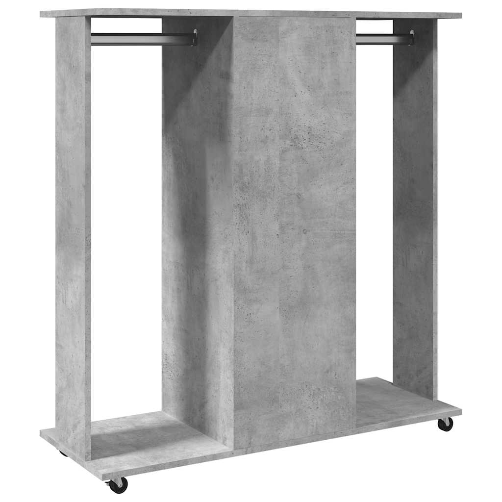 Roupeiro c/ rodas 102x38x110 cm deriv. madeira cinzento cimento