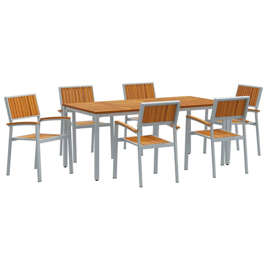 Conjunto de Jantar para Jardim 7 pcs Cinzeto