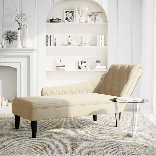 Chaise lounge c/ almofada/apoio de braços direito tecido creme
