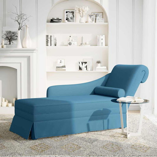 Chaise lounge c/ reforço/apoio de braços direito veludo azul