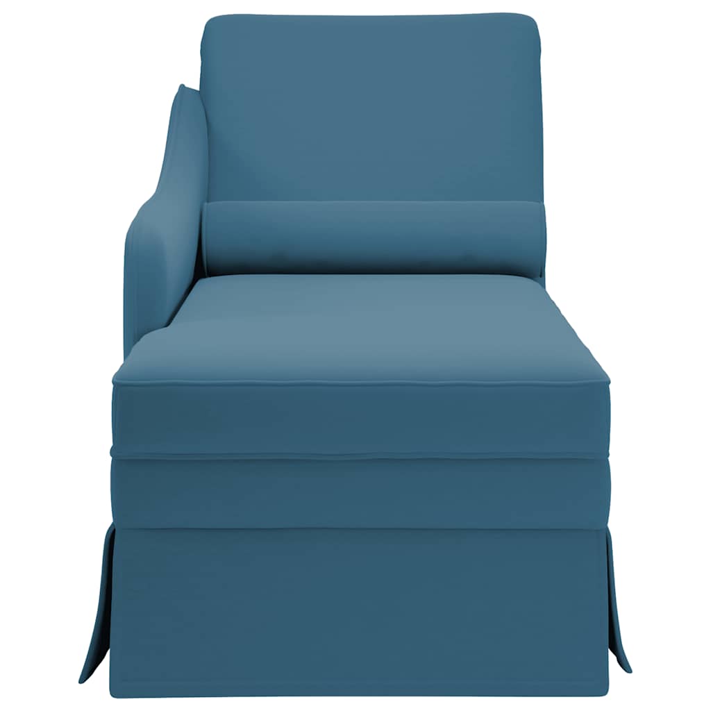 Chaise lounge c/ reforço/apoio de braços direito veludo azul