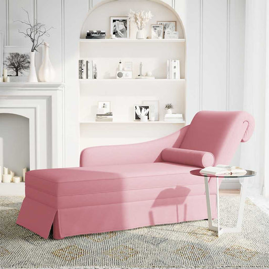 Chaise lounge c/ reforço/apoio de braços direito veludo rosa