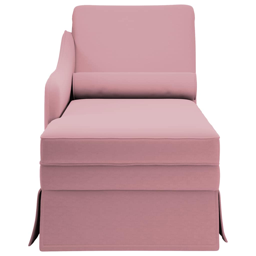 Chaise lounge c/ reforço/apoio de braços direito veludo rosa