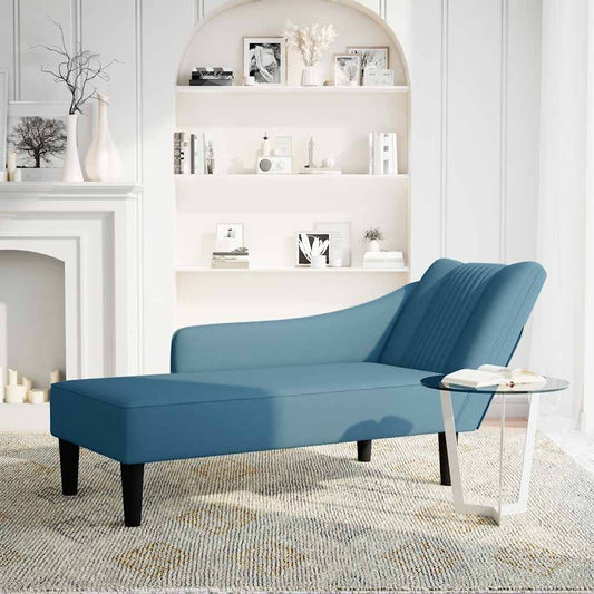 Chaise-longue com apoio de braço direito veludo azul