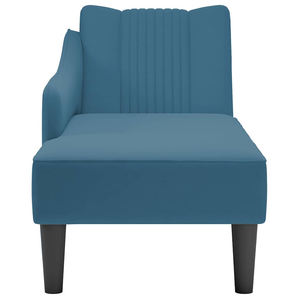 Chaise-longue com apoio de braço direito veludo azul