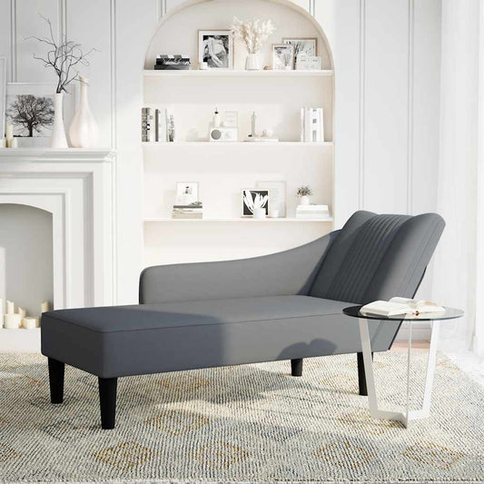 Chaise Lounge com apoio de braço direito veludo cinzento escuro