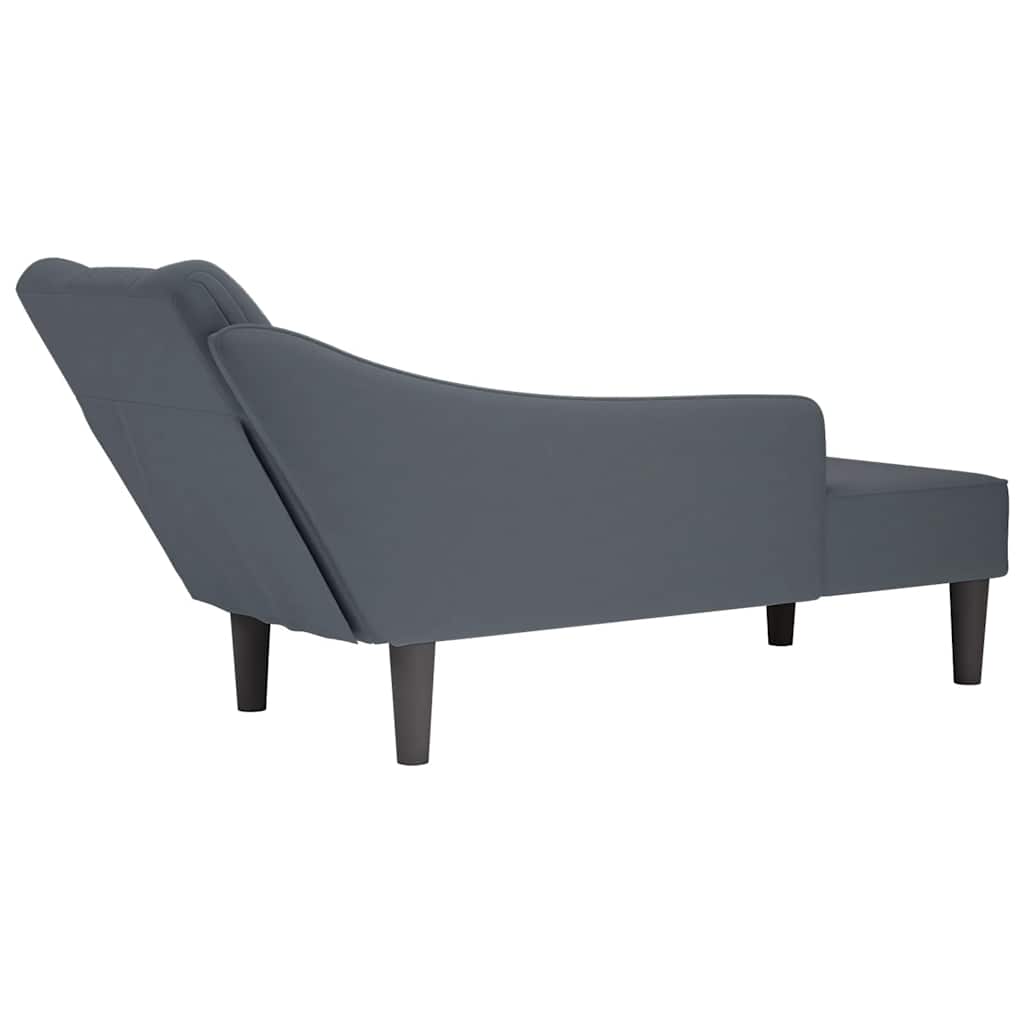 Chaise Lounge com apoio de braço direito veludo cinzento escuro