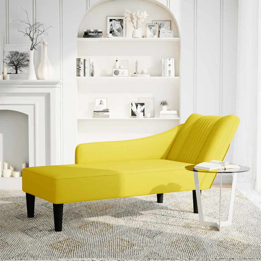 Chaise-longue com apoio de braço direito veludo amarelo
